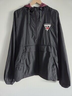 Vintage 90s Harvard Square Black Football Anorak Windbreaker Jacket Mens Size XL